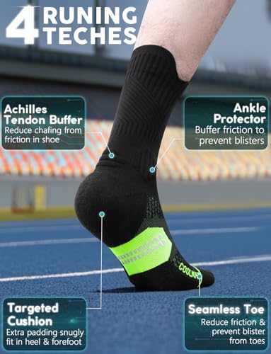 Juclise Men's Compression Running Crew Socks, 3 Pairs - color: Gradient Lime, size: Medium