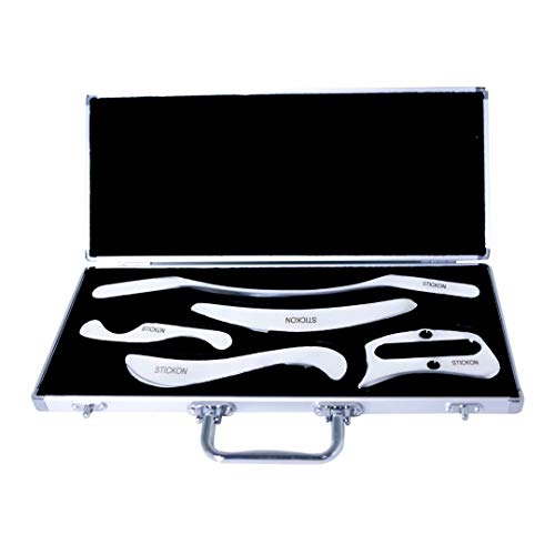 STICKON Stainless Steel Gua Sha Scraping Massage Tool Set IASTM Tools Great Soft Tissue Mobilization Tool (P Shape) - style: P Shape