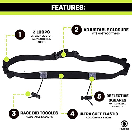 Triathlon Race Belt for Runners Number Holder, Black, 2 Pieces - color: 2 x Race Belt - Black