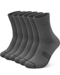 3 Pairs Running Compression Socks for Men & Women Crew Socks with Cushion - color: Grey (3 Pairs), size: Large