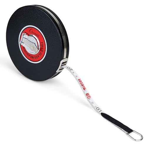 Champion Sports Closed Reel Measure Tape – 100 ft / 30 m, Hand Crank, Dual-Sided Feet & Meters - style: 100' / 30 Meter