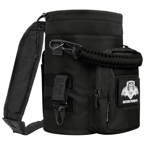 NATURE PIONEOR 32 64 128oz Tactical Water Bottle Pouch, MOLLE Bottle Holder - color: Black, size: 128OZ/YT Half Gallon