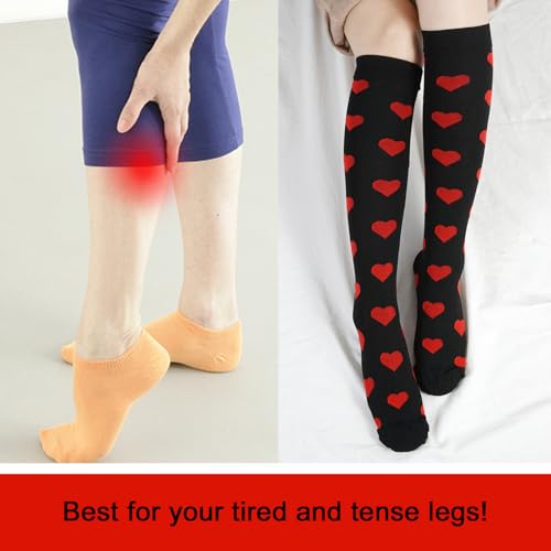Junely Compression Socks for Women Knee High Funny Socks - color: A4-heart