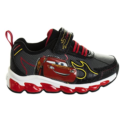 Disney Pixar Cars Boys Black/Red Lighted Sneaker (Toddler/Little Kid) - color: Red/Black/Yellow, size: 9 Toddler