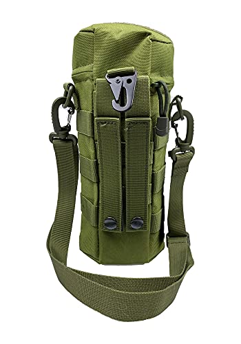Tactical Molle Water Bottle Holder Pouch Hydration Carrier Bag Tactical EDC Water Bottle Carrier with Detachable Shoulder Strap for Hiking Camping Outdoor Sport Travel - color: Army Green