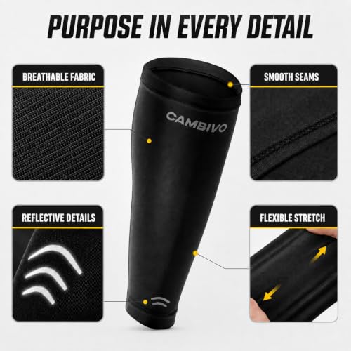 CAMBIVO Calf Compression Sleeves for Men & Women - Footless for Running - size: Large
