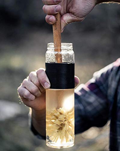 ELDR Supply Bottle Brush, 14in Extra Long German Beechwood Handle, Strong Hemp Bristles, Zero Waste, Cleans and Scrubs Hard to Reach Wide Mouth Jars, Glasses, and Tumblers - size: tall