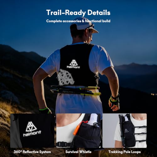 Haimont 8L Trail Running Hydration Vest with Soft Flasks - color: Black, size: Small