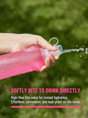 Zelvot Running Vest Collapsible Water Bottle, TPU 500ml Soft Flask (Pink) - color: Pink, size: 16.90 Ounces