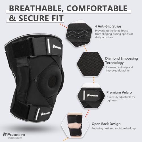 Plus Size Knee Brace for Knee Pain, with Hinges & Cross Compression Straps for Meniscus Tear, Arthritis, Joint Support Adjustable for Men & Women, Obese People (XL/2XL) - size: XL/2XL
