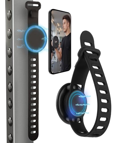 Magnetic Phone Mount for Stroller, Gym & Water Bottle - MagSafe Compatible Holder with Silicone Strap for Treadmill, Golf Cart, Peloton - Fits iPhone & All Phones
