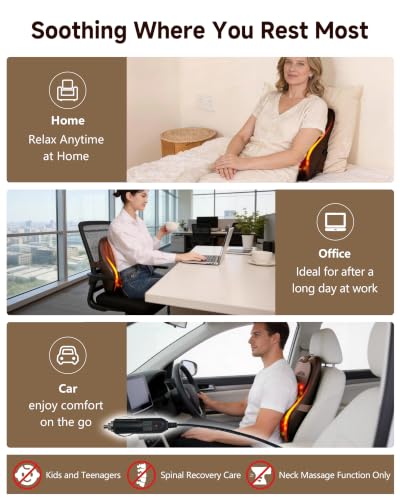 Back Massager With Heat For Pain Relief, 3D Lower Back Massager Deep Tissue - color: Brown