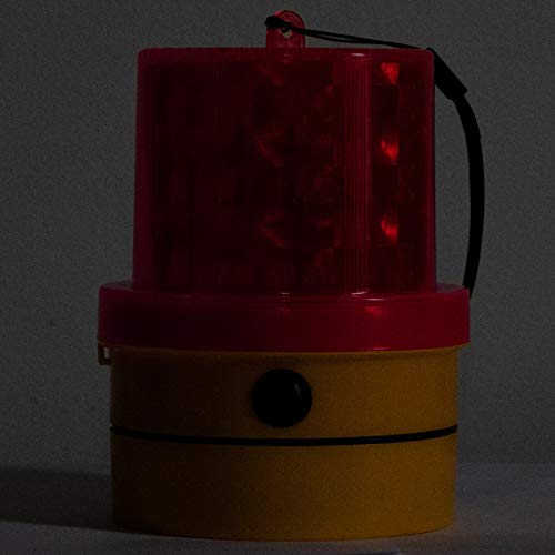 VULCAN Red LED Emergency Warning Beacon - Portable - Magnetic and Battery-Operated - 24 LEDs - Photocell Technology - Operates in Low Light or Dark Conditions Only - color: Red