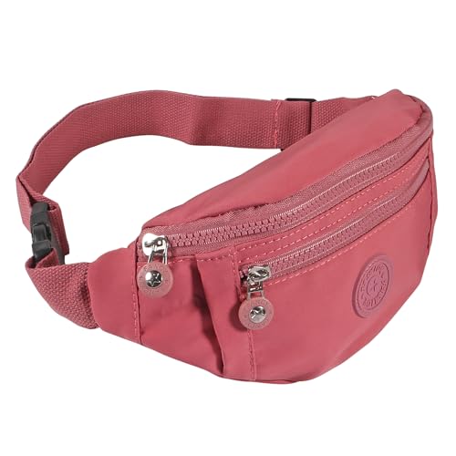 Large Crossbody Fanny Pack with 3-Zipper Pockets,Gifts for Enjoy Sports Festival Workout Traveling Running Casual Hands-Free Wallets Waist Pack Phone Bag Fits All Phones (Pink) - color: Pink