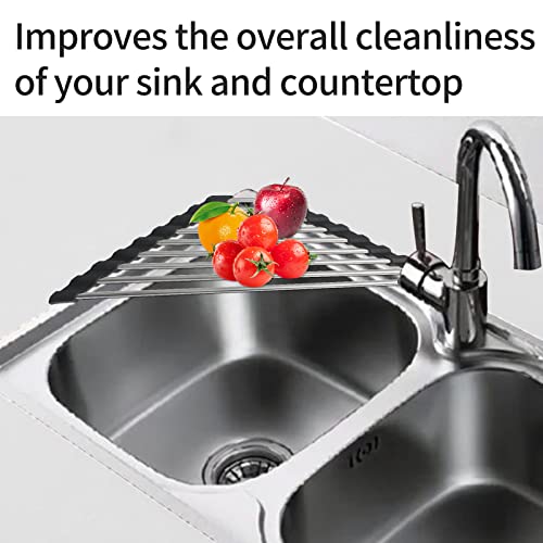 Ahyuan Roll up Dish Drying Rack Over The Sink Kitchen Roll up Sink Drying Rack Portable Dish Drainer Foldable Dish Drying Rack (Black, Triangle 16.3''X9.4'') - color: Black, size: Triangle 16.3 inches x 9.4 inches
