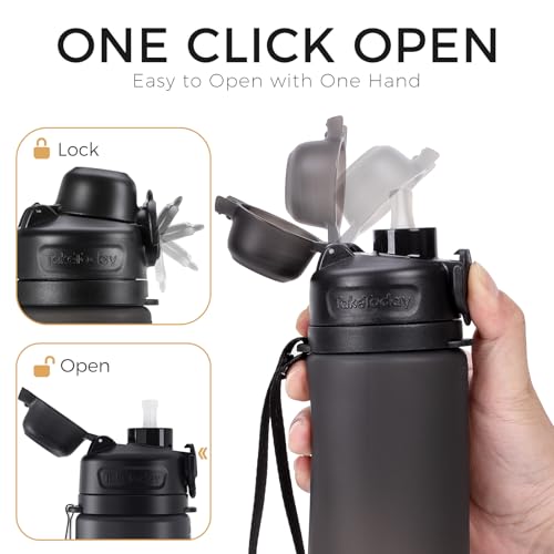 TakeToday Collapsible Water Bottles 21oz (600mL), Foldable Platinum Silicone Travel Water Bottle with Straw & Carry Strap, Leak-Resistant Screw Lid, Wide Mouth, BPA-Free for Hiking, Camping, Travel - color: Black