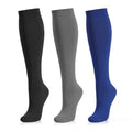 Compression Socks for Women and Men, 20-30 mmHg, Knee High, 3 Pairs - color: 04 Black/Gray/Dark Blue, size: Large-X-Large