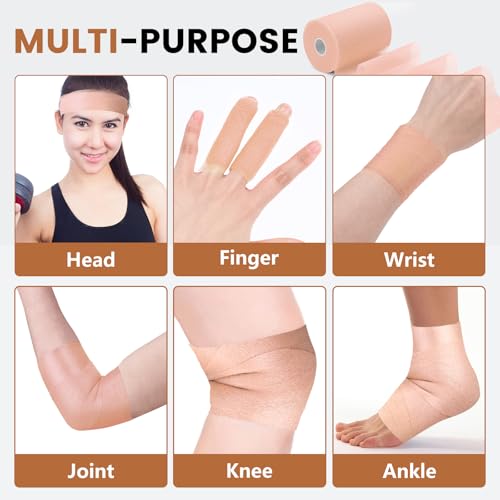9 Pack Skin Color Pre Wrap Tape, 2.76 Inch x 11 Yards Prewrap Athletic Tape - color: Skin Color
