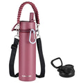 KXIAOCHEN Insulated Water Bottle with Strap, 48-Hour Cold, 2 Lids - color: Red, size: 24 Ounces