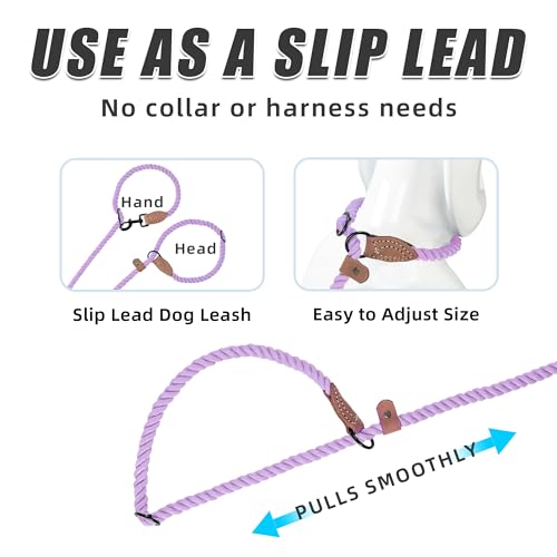 Mile High Life Hands Free Dog Leash, Crossbody Waist Leash with Genuine Leather Connection, Multifunctional Adjustable Slip Lead for Dog Walking Running (Purple, 8FT) - color: Purple, size: 8FT Hands Free