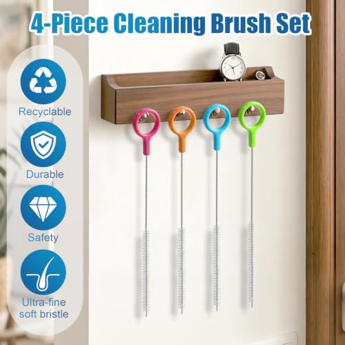 AONEZ 4 Pcs Straw Cleaner Brush Set with Color Hanging Loop