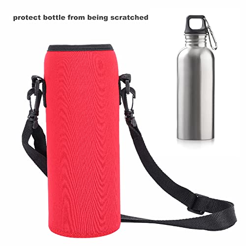 BORDSTRACT Insulated Water Bottle Cover, neoprene carrier with adjustable strap for outdoor walking running gym cycling