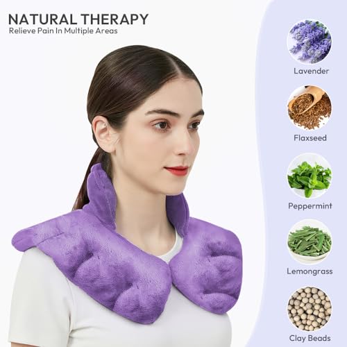 Microwavable Heat Pad for Neck and Shoulders, Warm Compress Wrap, Purple - color: Heat Pad06 -Purple