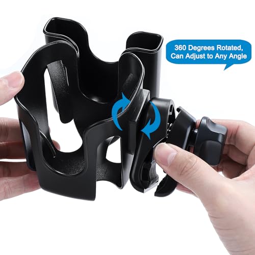 Accmor Stroller Cup Holder, Universal Cup Holder for Walker Wheelchair Bike Scooter, 360° Rotatable Stroller Cup Holder Attachment Walker Wheelchair Accessory - color: Black