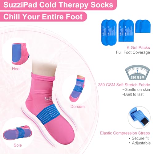 SuzziPad Cold Socks & Hands Ice Pack for Chemo Must Haves, Bright Pink, L - size: L