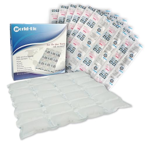 Shipping Cold Packs Dry Ice for Shipping Frozen Food, Freezer Ice Pack Sheets for Coolers 14'' X 13'', Flexible Freezer Cold Packs Keep Food Fresh Beverage Cold, 10 PCS Ice Blanket Sheets, 4 x 6 Cells - style: 6X4cell 10sheet - 240cells