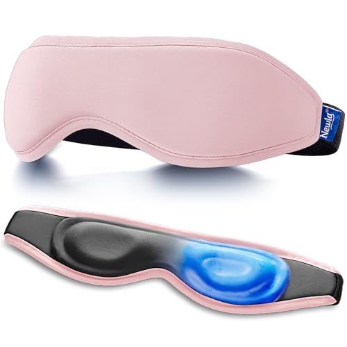 Contoured Cooling Gel Eye Mask: Snug Fit Cold Compress for Puffiness, Pink - color: Pink