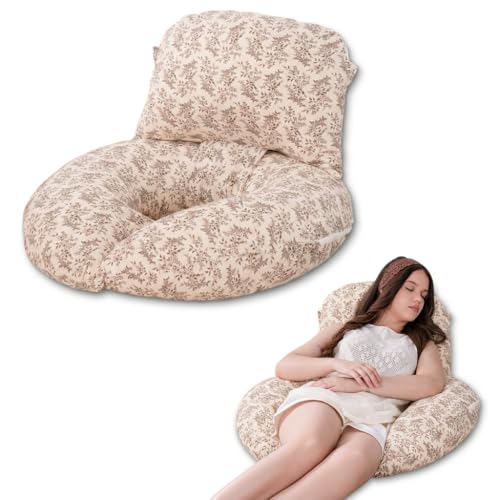 INSEN Wedge Pillow Set for Sleeping and After Surgery, Use for Acid Reflux, Reading and Relaxing, Headboard Pillow for Sitting in Bed, Brown Flower - color: Brown Flower