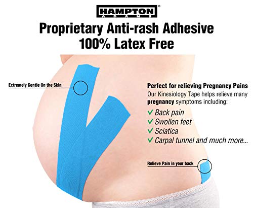 Hampton Adams | As Seen on Shark Tank | Elastic Kinesiology Tape (2-Pack) | Uncut Athletic Tape Supports & Protects Muscles Knees Shoulders & Plantar Fasciitis | Waterproof Hypoallergenic (Sky Blue) - color: Blue, size: 2in x 16ft (2 Rolls)