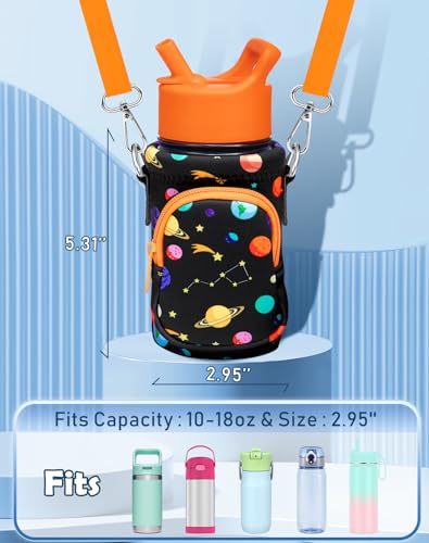 Miss Adola Kids Water Bottle Carrier, 10-18 Oz - color: Orange Planet