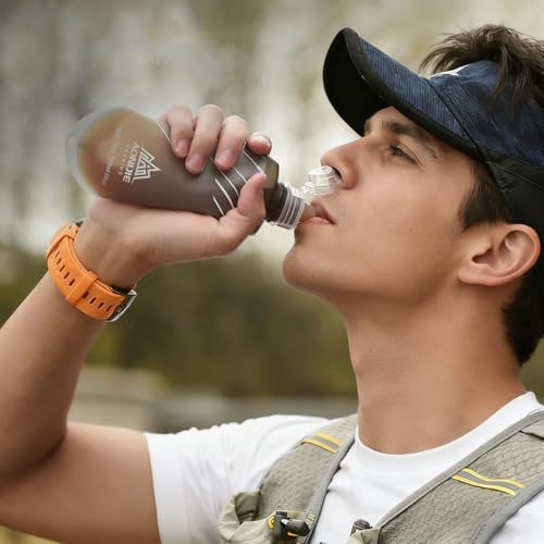 TRIWONDER Water Bottles TPU Soft Flasks Collapsible Running Flasks for Hydration Pack Backpack Hiking Cycling (170ml/5.75oz - Pack of 2) - color: Grey 170ml/5.75oz - Pack of 2 (For gel only)