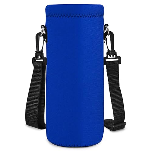 AUPET Water Bottle Sling Bag Carrier Crossbody Sleeve,Insulated Neoprene Bottle Case Holder Pouch Cover 500ML/17oz with Shoulder Strap for Walking Women Men - color: Pure Blue