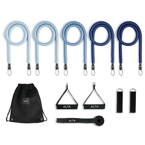 ALTA Resistance Tube Bands for Women, Full Kit Resistance Bands, Set of 3 - color: Azure, size: 5 Band Set