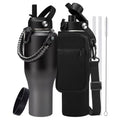 40oz Insulated Water Bottle with Carrier Bag, Fit Car Cup Holder Travel Mug - color: Shadow, size: 40 Ounces