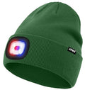 ATNKE LED Lighted Beanie Hat,USB Rechargeable 4 LED Red and Blue Flashing Running Headlamp Cap Gifts for Men and Women - color: #Green