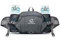 WATERFLY Fanny Pack Waist Bag: Fannie Pack 2 Water Bottle Holders Lumbar Belt Hiking Walking Running Jogging Camping Large Woman Man (Bottle Not Included) - color: Gray