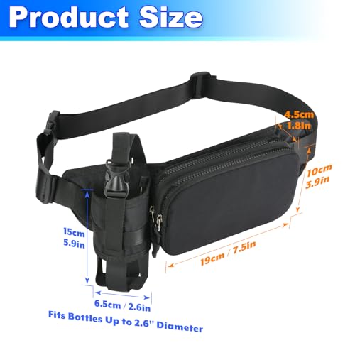 Fanny Pack Waist Bag with Water Bottle Holder, Adjustable Waist Pack Belt Pouch with Multiple Pockets for Outdoor Running Walking Hiking Camping Fishing Travel & Daily Carrying Accessories