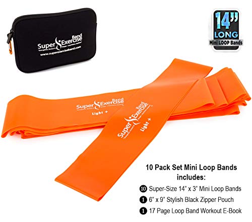 Mini Loop Bands 14x3 in, Latex Free, 3/5/10 Pack Sets - color: i. Orange LIGHT+ Loop Band 10 Pack