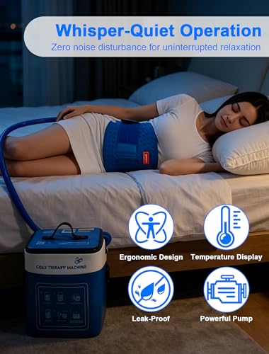 Cold Therapy Machine for Lower Back Pain Relief, Ice Machine with Pressure Regulator, Timer & Temp Display, Cryotherapy Unit with Back Ice Pack for Waist, Lumbar, Sciatic, Herniated Disc, Coccyx Pain