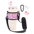 LUCKINEE Tumbler Holder with Strap Stanley Cup Holder Water Bottle Strap - color: Flower print