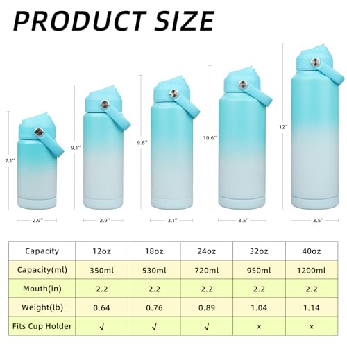 BJPKPK 24oz Insulated Water Bottle, Stainless Steel Bottle with Straw Lid - color: Sea Salt, size: 24 Ounces