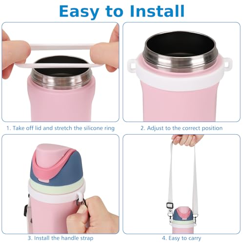 Accmor Water Bottle Strap Compatible with Owala Freesip Sway 30 oz 40 oz and Owala Freesip 24 oz 32 oz 40 oz, Adjustable Portable Water Bottle Handle Strap for Owala - color: white
