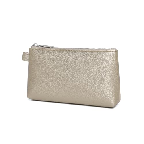 Small Makeup Bag for Purse, Leather Cosmetic (Pearl White Tea) - color: Pearl White Tea
