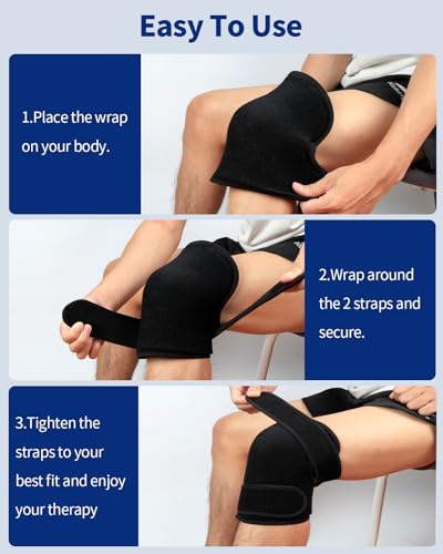 Gel Ice Pack Wrap with Straps for Knee,Elbow,Shoulder,Wrist & Back,Reusable Ice Packs for Injuries, Inflammation & Recovery Hot Cold Therapy Long Style - style: Long