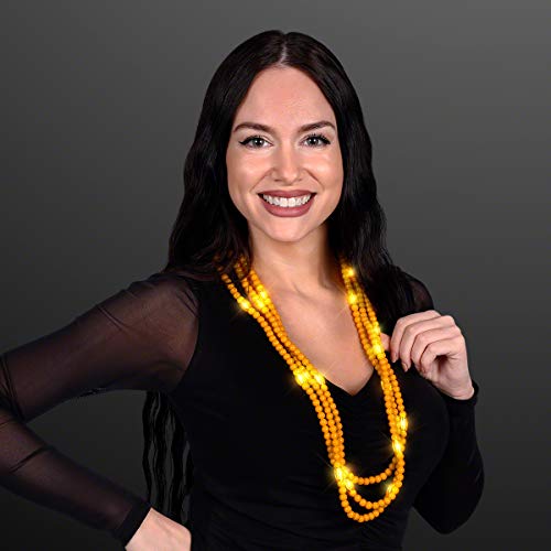Yellow Beads Light Up Necklace with Steady LED Light