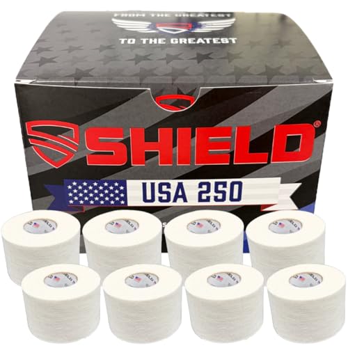 SHIELD Athletic Tape | USA's 250th Anniversary 8 Pack, 1.5 Inch by 10 Yards, Professional Trainer Rigid Wrap for Athletes - Made in the USA - Strong Hold, No Residue, Easy Tear Athletic Tape (White) - color: White